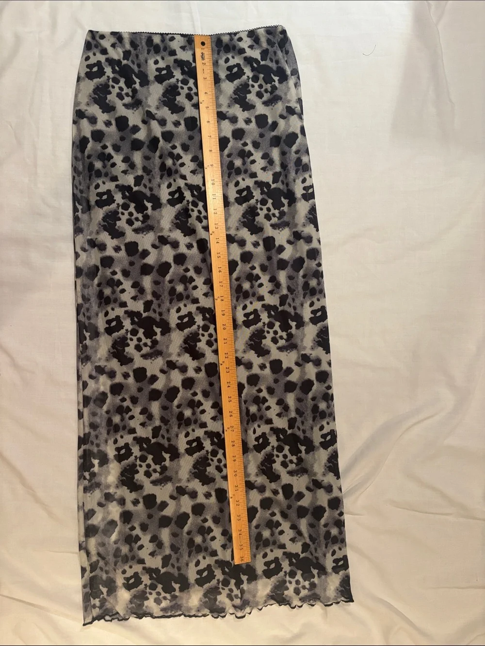 Nous Sommes Labels: Leopard Print Maxi Skirt in Black and Gray